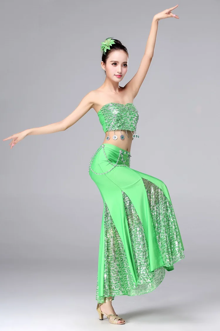 Женский костюм для танца живота комплект из топа с юбкой и юбки павлином