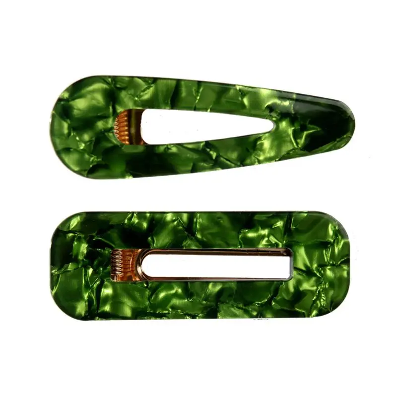 N 2PCS Acrylic Resin Hair Barrettes Alligator Hair Clips,1pcs Hair Clips Marble Pattern Hairpins Geometric Alligator Clips for Wo - Цвет: N