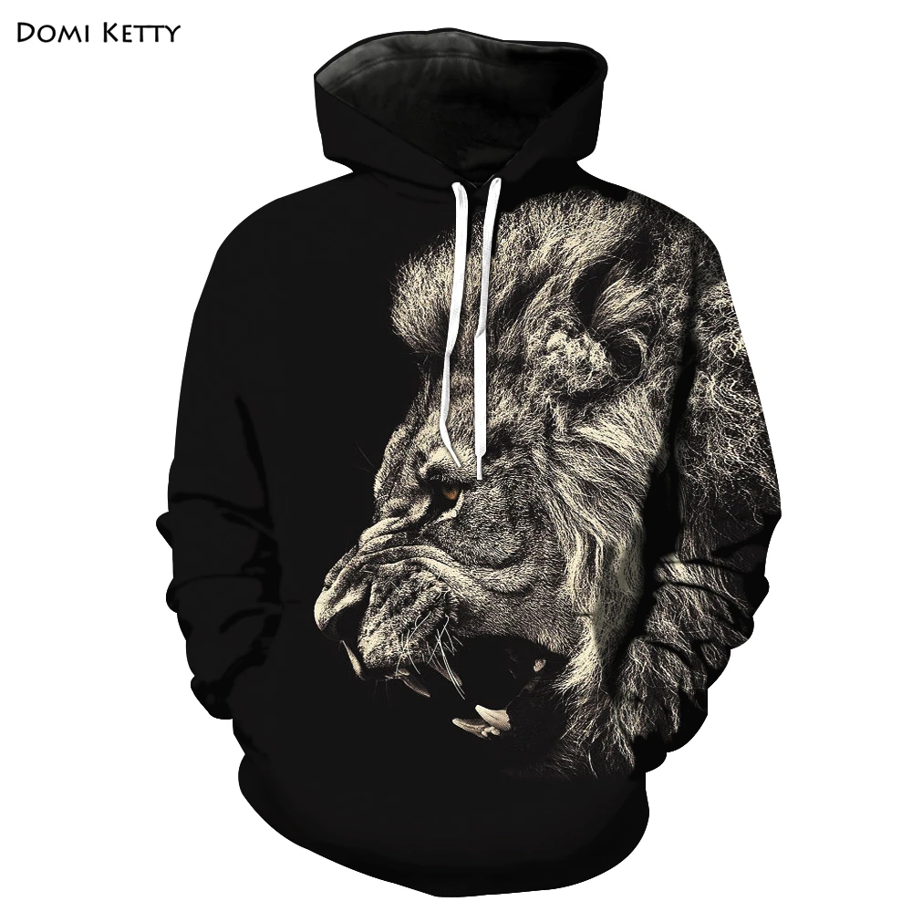 Domi ketty/Детские толстовки с капюшоном для мальчиков свирепый лев принт животных
