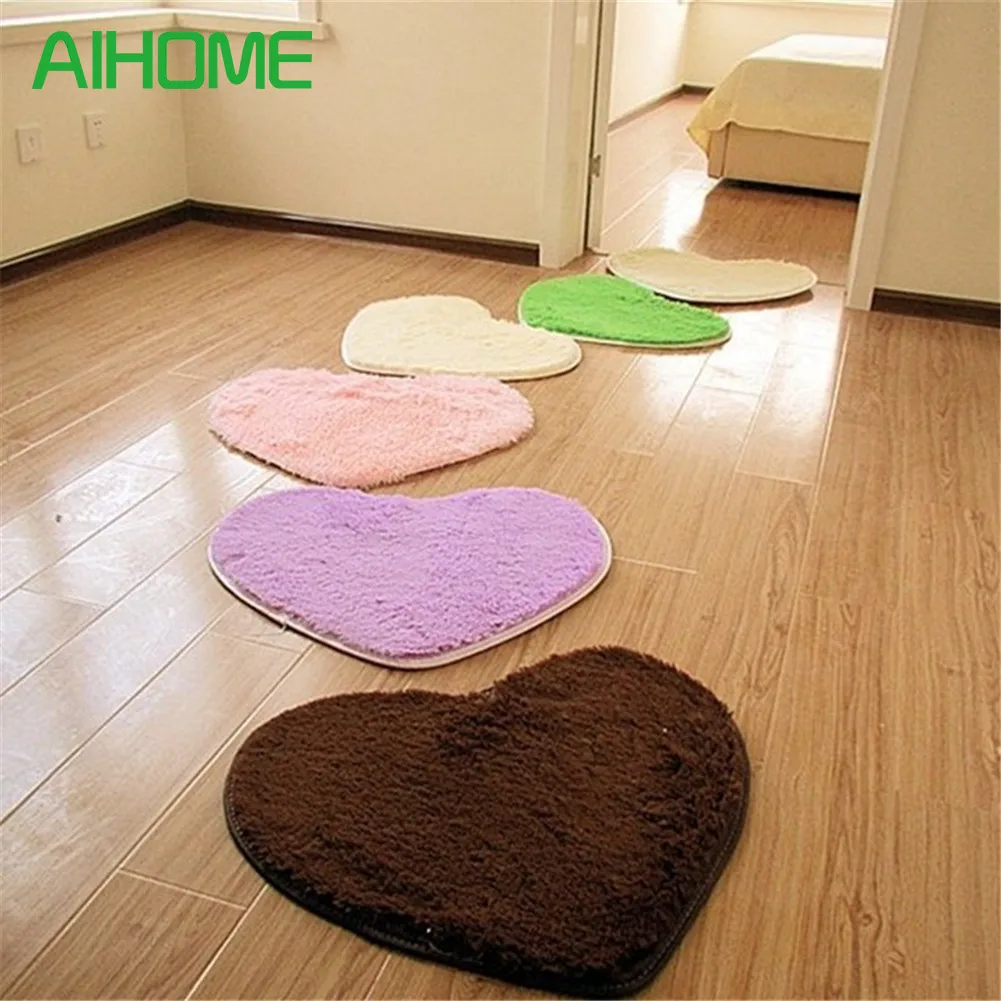 1PC Fashion Home Cute Beautiful Heart shaped Soft Peach Mat Silk Carpet Cushion for Girls Designer Rugs Room Mats|silk carpet|carpet silkmat home |