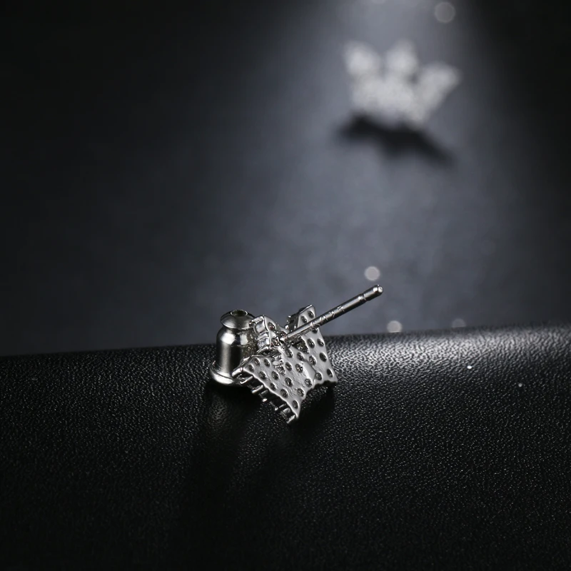 2017 Z модные милые серебряные короны блестящие чешские серьги в Корейском стиле