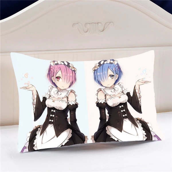 Чехол на подушку Re:ZERO Anime Rem & Ram 45*35 см #40610|pillow case|zero pillow casescase |