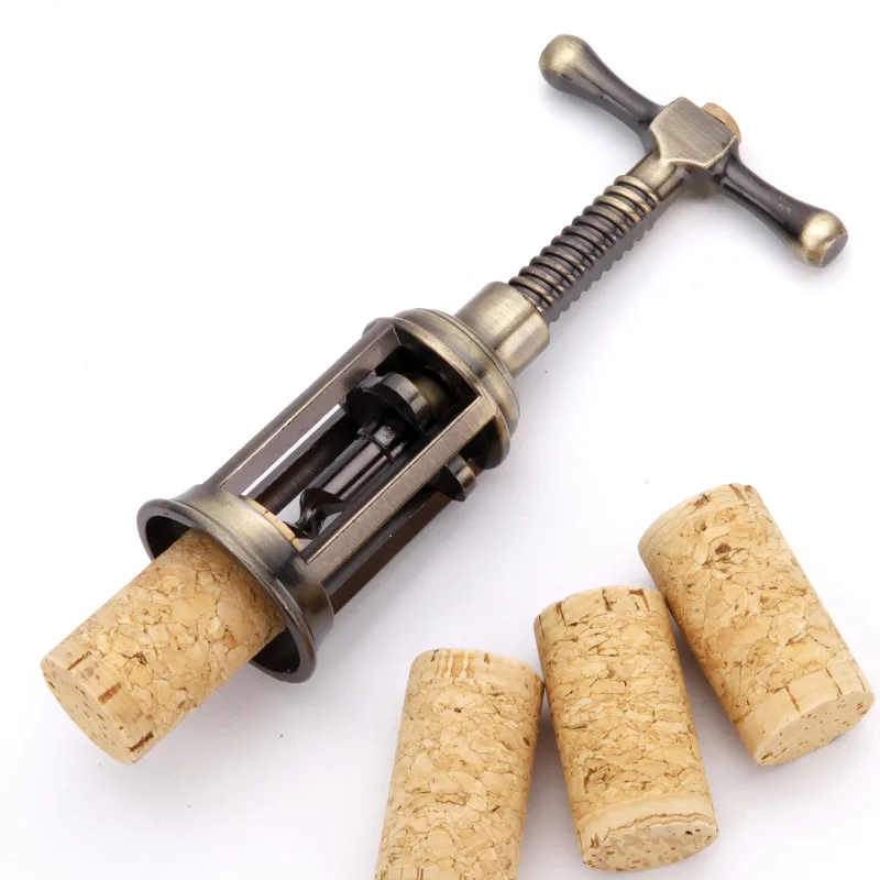 

Wine Opener Corkscrew Antique Zinc Alloy Wine Bottle Opener Carved Bronze Wine Corkscrew Portable Champagne Grape Opener JJ444