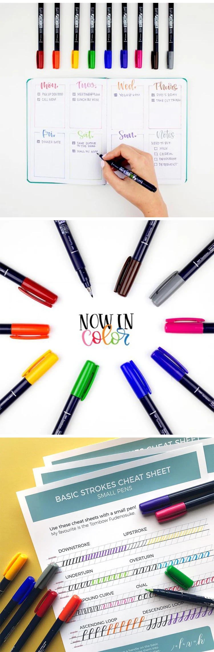 Tombow Fudenosuke цветные кисти для каллиграфии ручки для ручного письма художественный маркер цветная ручка для рисования Bullet Journal Design товары для рукоделия