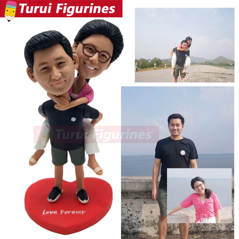 Custom lovers bobblehead traveler bobble head статуэтки Пара ручная работа Свадебный торт Топпер