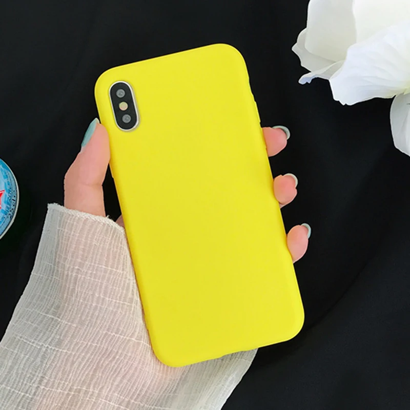 LOVECOM лимонно-желтый чехол для телефона для iPhone 11 Pro Max XR XS Max X 7 8 6S Plus Мягкий ТПУ полный корпус карамельный цвет чехол для телефона