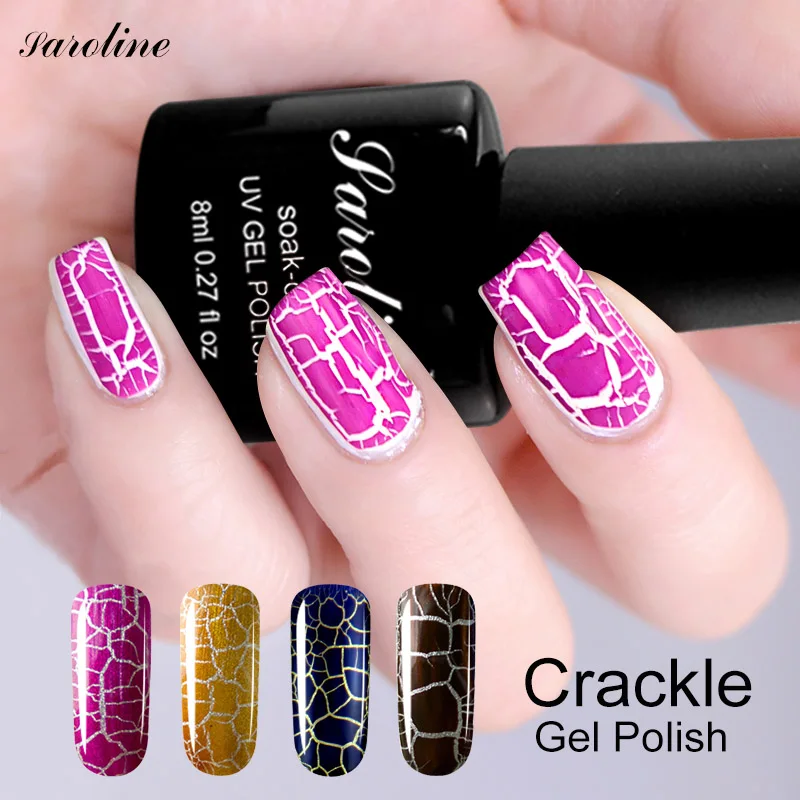 Saroline Потрескивающий гель лак полуперманентный кракелюр УФ для ногтей цветной