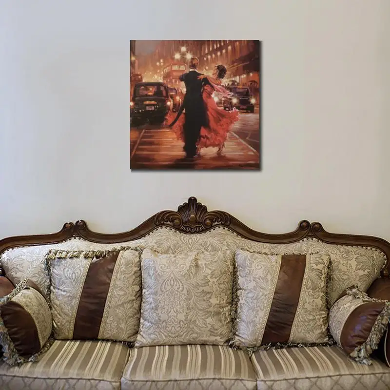 Goede Wall Art Hand Geschilderde Portretten Schilderijen Olie Op Canvas Romantiek In De Stad