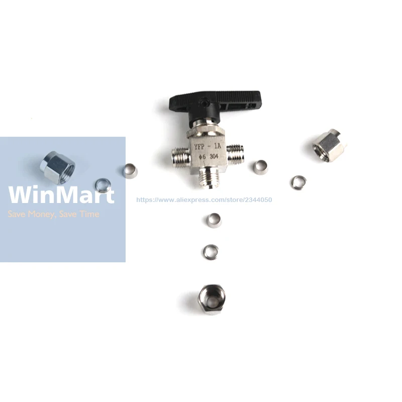 Тройник 3 способа Компрессионный фитинг запорный шаровой клапан 915 PSI 304