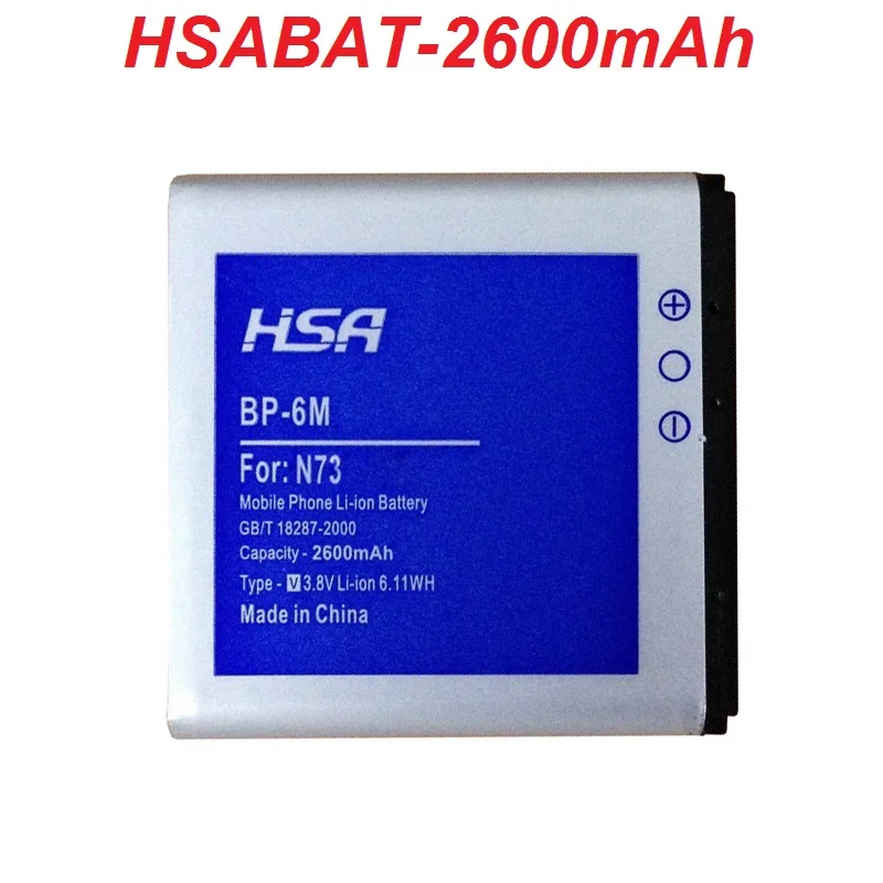 BP 6M 2600mAh аккумулятор для Nokia 6151 6233 6234 6280 6288 9300 9300i N73 N77 N93 N93S|battery for|battery for nokiabattery bp-6m |