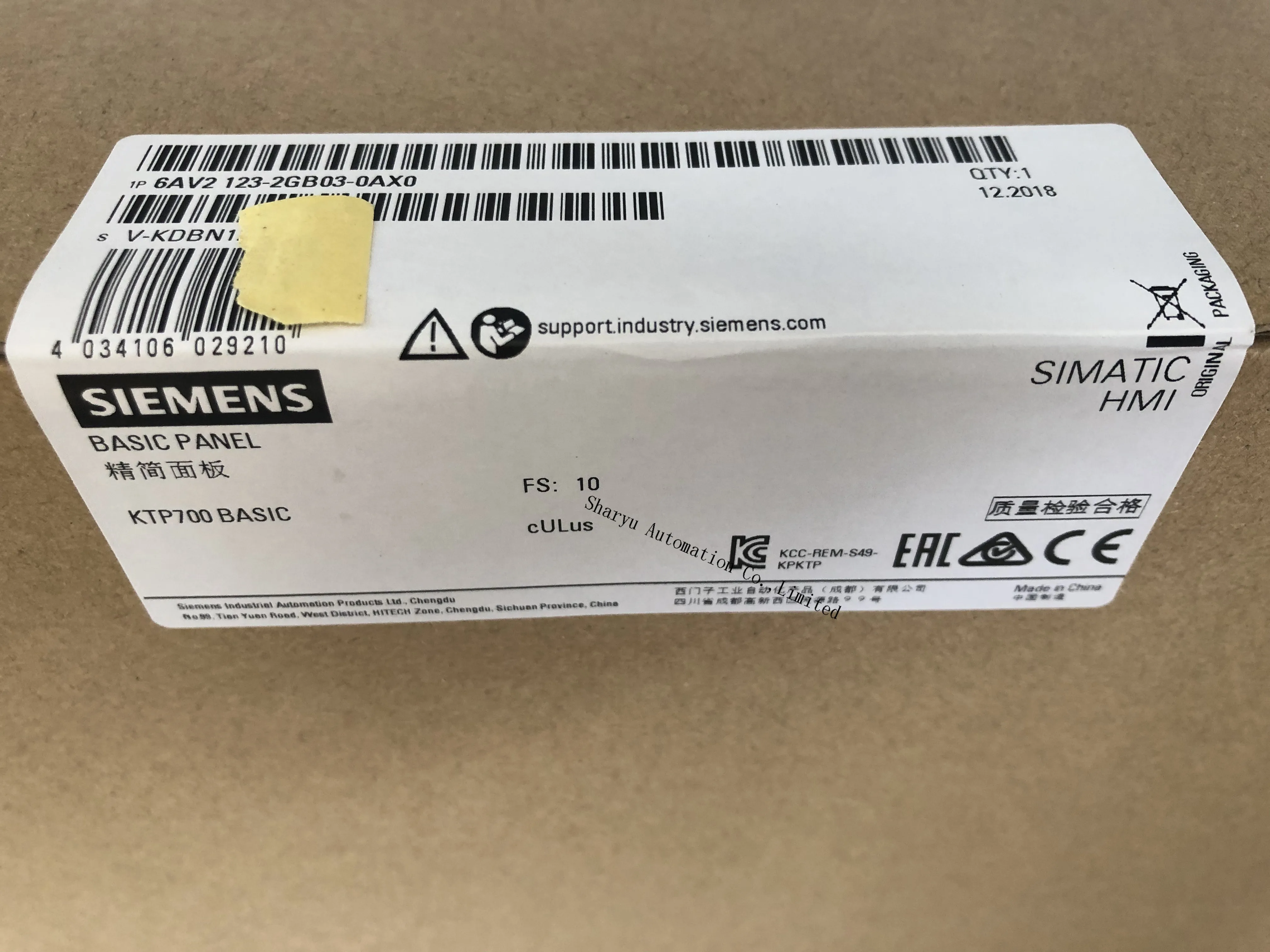 Оригинальная базовая панель SIMATIC HMI KTP700 6AV2123 2GB03 0AX0 Sie 6av2123 2gb03 0ax0 6AV2 213 7 &quotTFT