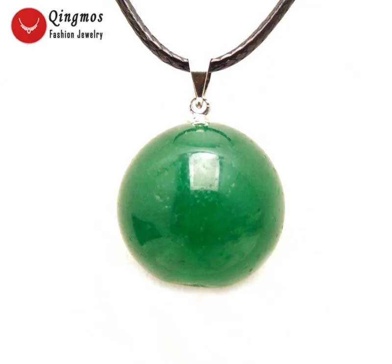 

Qingmos Red Round Natural Stone Pendant Necklace for Women with 18mm Jades Beads & Cord 17-18" Chokers Necklace Jewelry nec5967