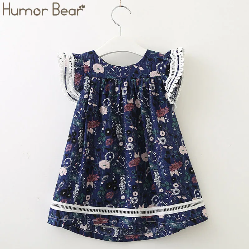 Multicolor Humor Bear/платье для девочек Новинка года; Брендовое летнее платье для маленьких девочек кружевное праздничное платье принцессы с рукавами-крылышками и цветами для девочек; От 2 до 6 лет - Цвет: Multicolor
