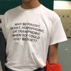 Why Be Racist женщинам гомофобных футболка гранж tumblr, графичный Топ эстетический в винтажном стиле, в стиле унисекс, смешные футболки camiseta, приталенная рубашка