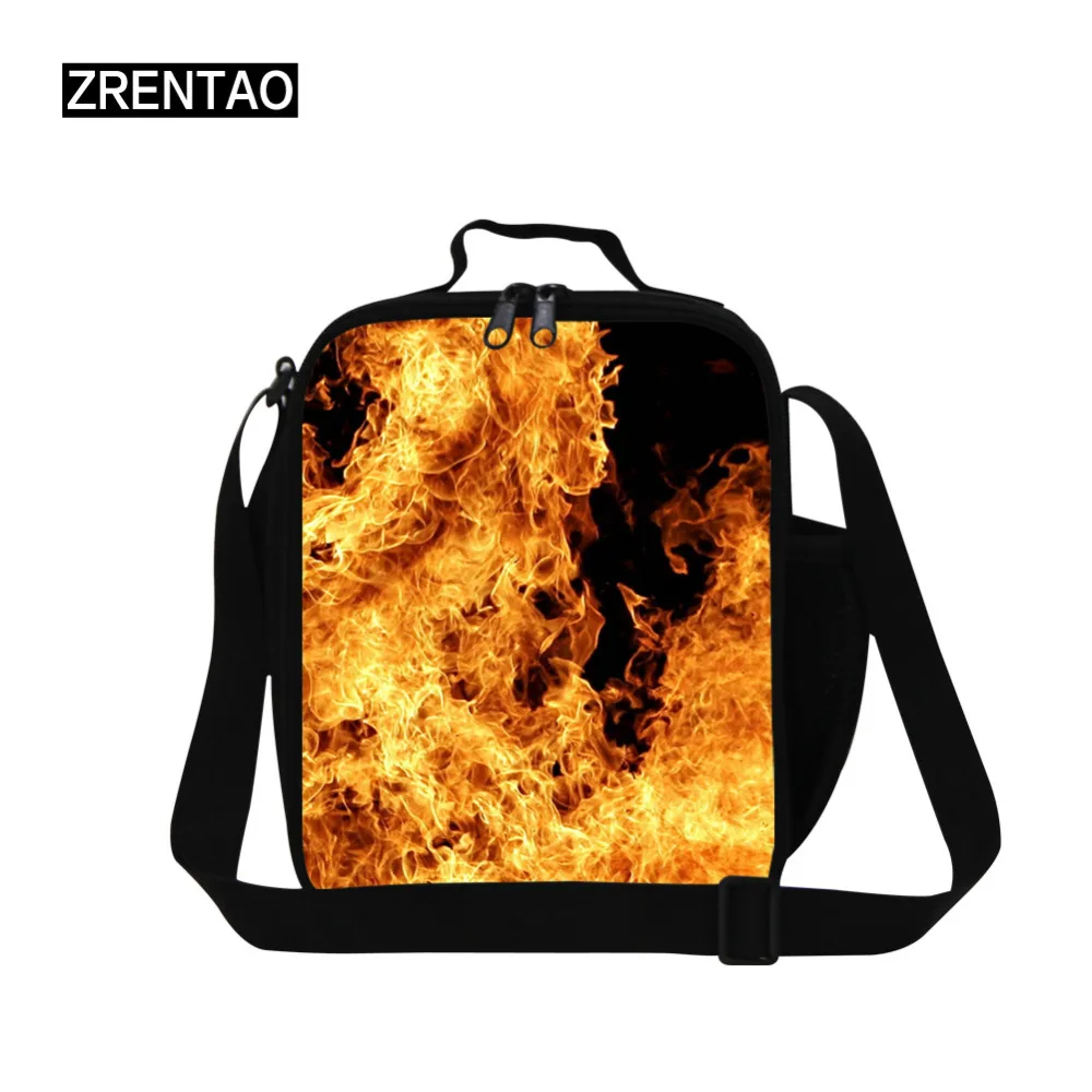 

Portable Flame Print Lunch Bag Kids Bento Box Insulated Pack Picnic Drink Food Lady Office Thermal Cooler bag With bottle Pocket