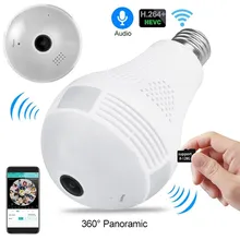 Bulb Lamp Wifi Camera With Audio 1080P HD 360 Degree Indoor FishEye Wireless Home Camera Night Vision Support 128GB For phone PC