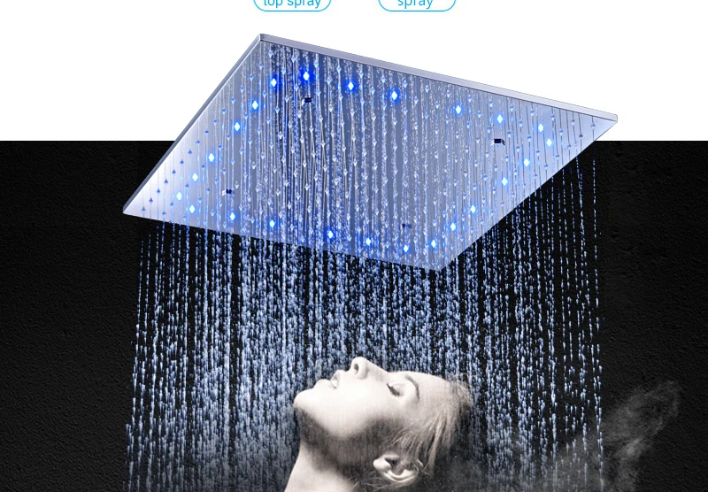 Большая 20-дюймовая потолочная светодиодная насадка для душа Spa 5 Function Shower 3 Настенный спрей