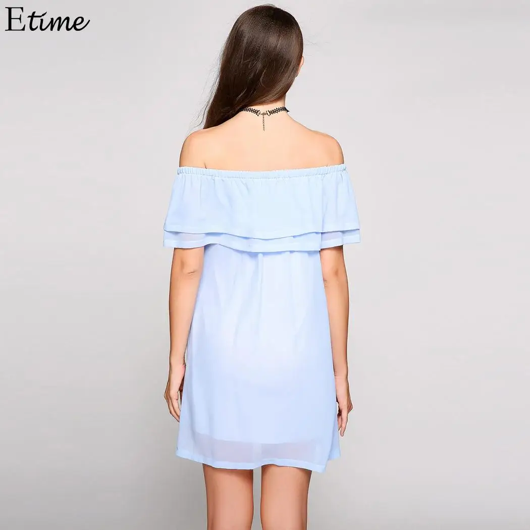 С открытыми плечами мини короткий рукав гофрированное 2018 Летнее Платье vestidos