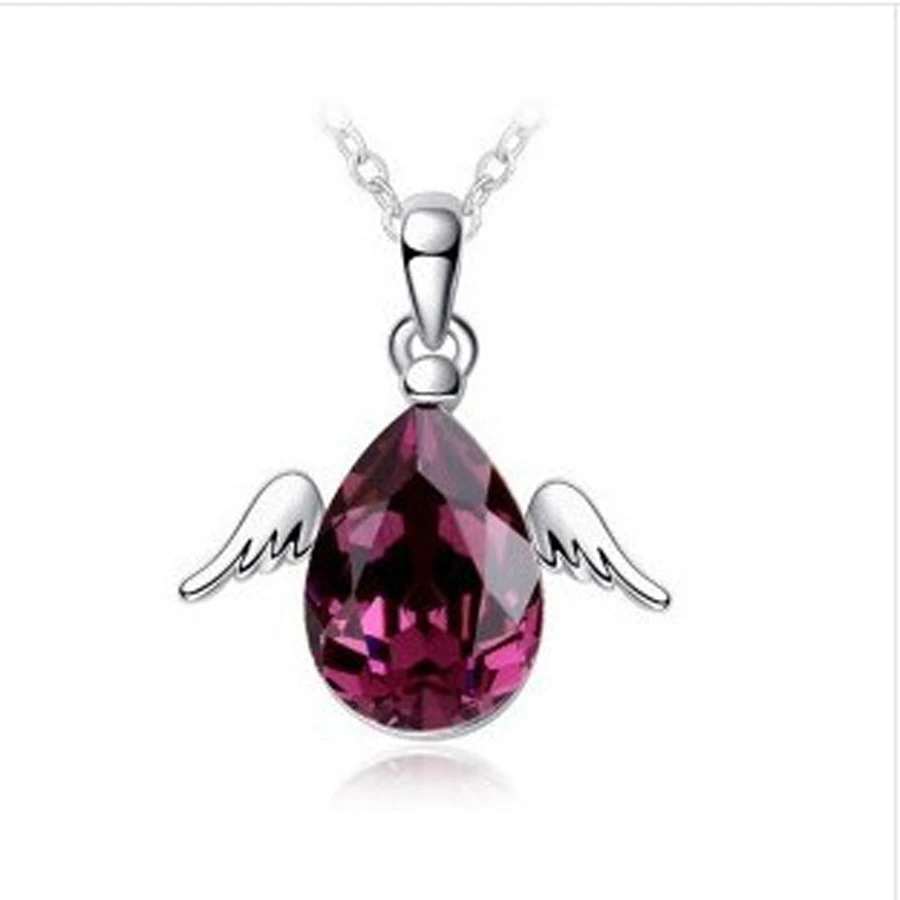 

woman hottest angle wing Zircon choker necklace jewelery silver plated