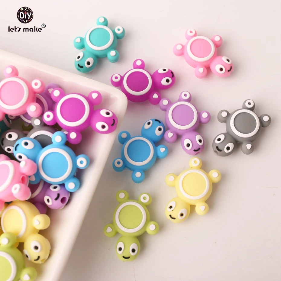 

Let's Make 300pcs Baby Wholesale Bpa Free Silicone Teether Mini Turtle Beads Shaped DIY Necklace Silicone Baby Teether Beads