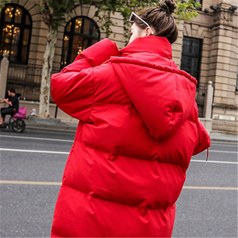 

High quality Winter Coat Jacket Female 2018 Warm Fashion New Thick Long Section Loose Hooded Long-Sleeved Cotton Coat HJB428