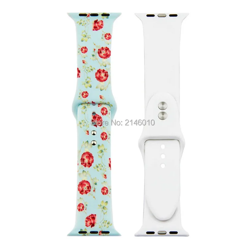 Сменный спортивный ремешок для Apple Watch Band 5, 4, 44 мм, 40 мм, силиконовый браслет с цветочным принтом для iWatch Series 3, 2, 1, 42 мм, 38 мм