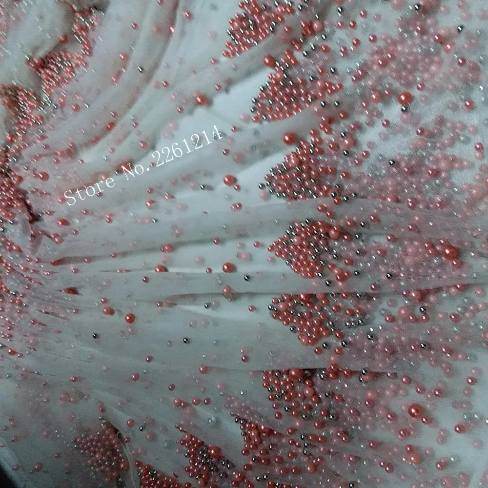fashion BZL-72801 beaded embroidery mesh tulle fabric african net lace for nice dress with a lot of beads | Дом и сад