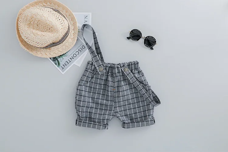 2019 Summer new children's clothes boy suit casual short sleeve + plaid shorts 2 pieces kids boys |
