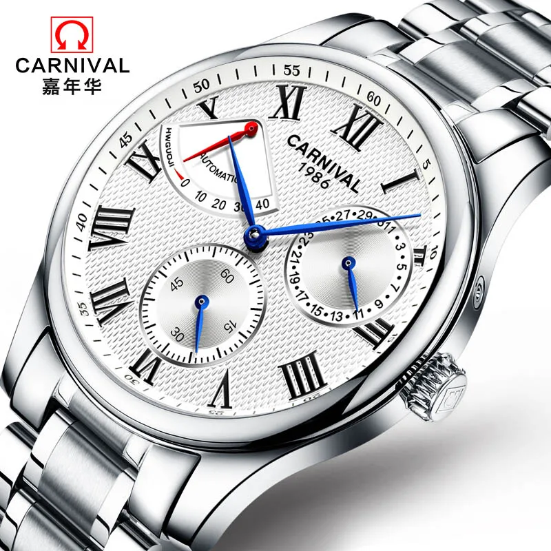 Часы Relojes Hombre CARNIVAL роскошные Брендовые мужские автоматические механические часы
