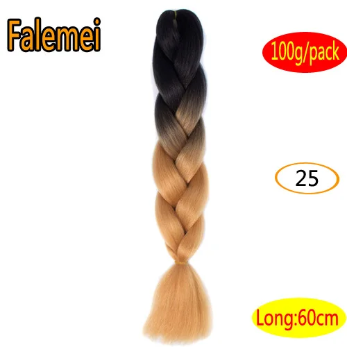 FALEMEI Омбре плетение волос для вязания крючком Твист коса 24inch100/шт высокая температура провода синтетические два тона афро джамбо коса волос - Цвет: T1B/красный