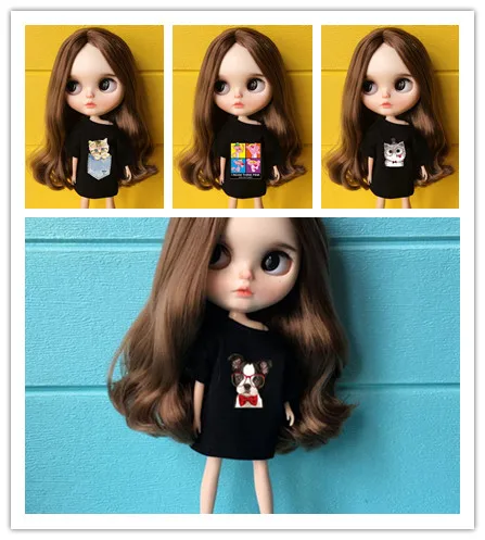 1/6 кукла черная футболка для Pullip одежда мультфильм толстовки ob24 Azone Licca Blyth 30 см