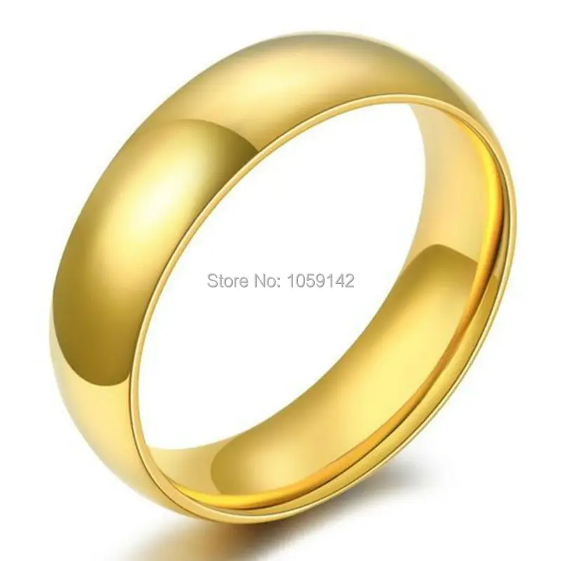 6 мм Для мужчин классические простые украшения золотой Цвет Нержавеющая сталь
