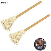 bbq accessories 15 7 40cm cotton bbq mop barbecue brush long wood handle thread mop cotton sauce mop food bbq basting brush