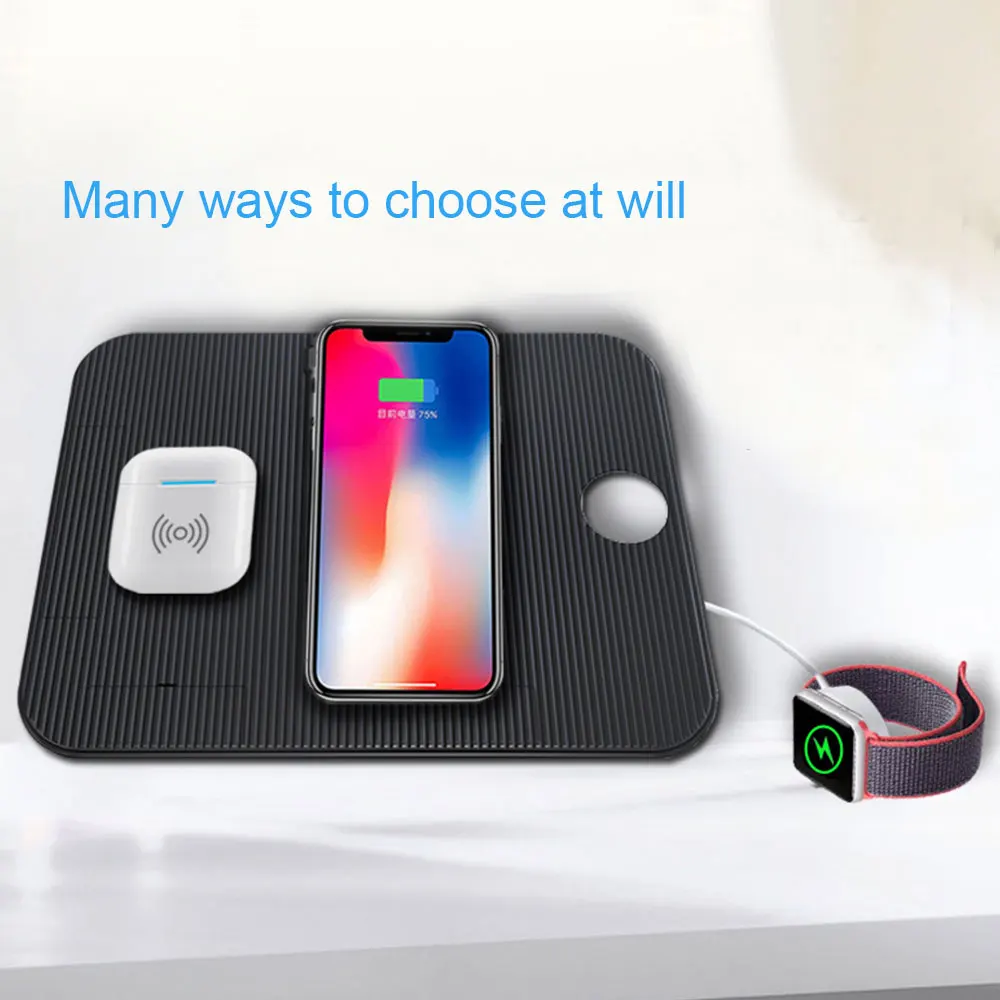 Wireless Charger Stand Pad 4-IN-1 10w/7.5w Fast Station Docks for Apple iWatch+iPhone+Sumsung with Charging Case | Электроника