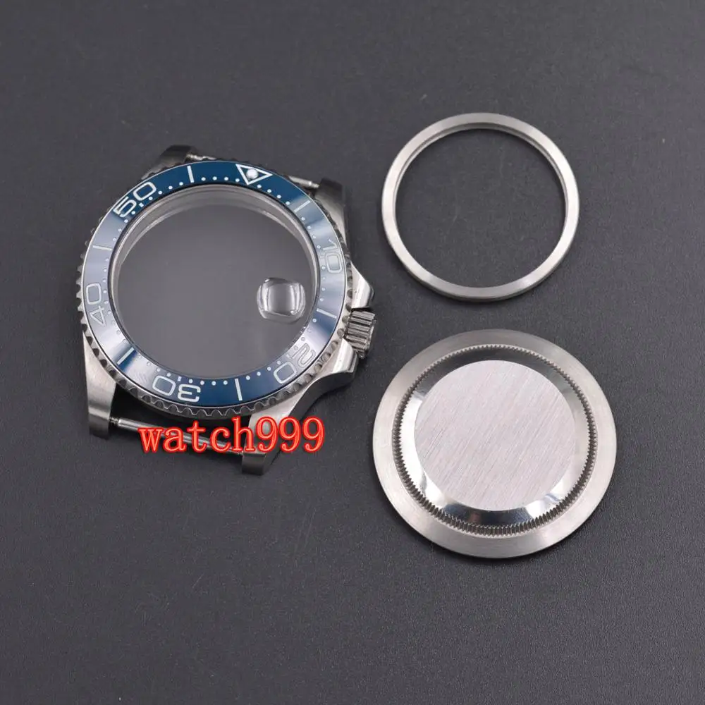 

40mm parnis Sapphire Glass Luminous Ceramic Bezel Steel Watch Case fit ETA 2824 2836 DG2813 Miyota 8215 movement