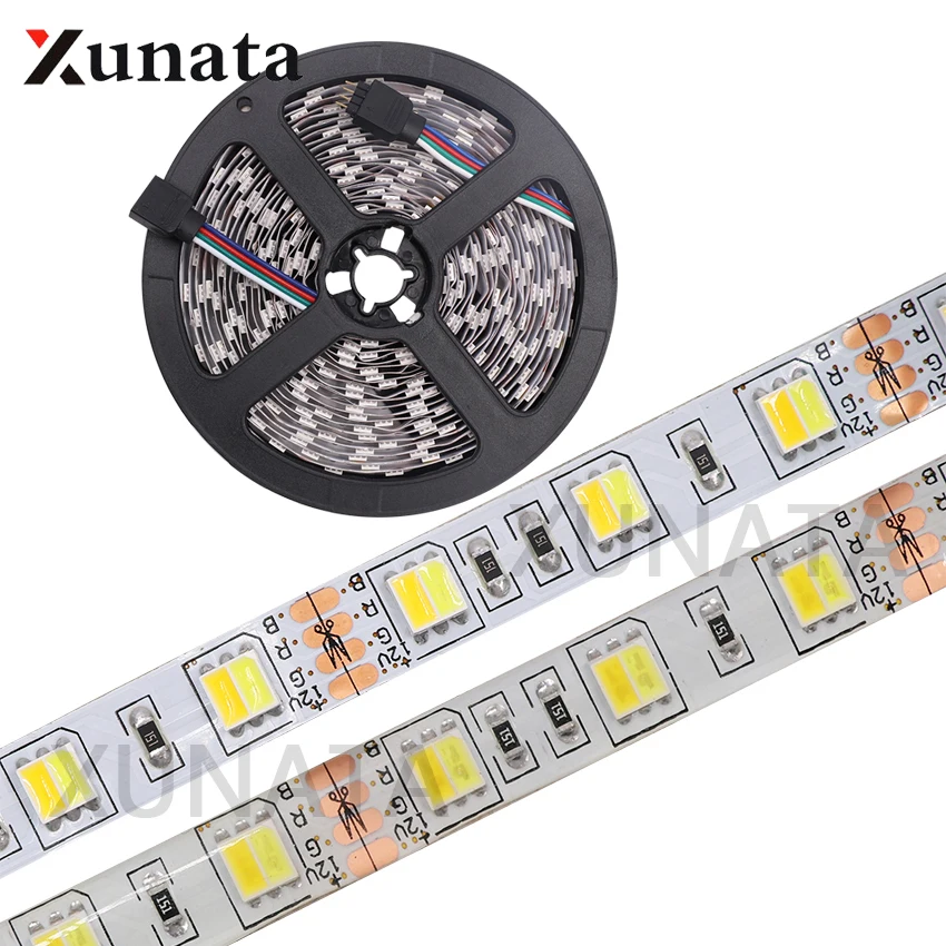 Светодиодная лента 2 в 1 5 м 12 В постоянного тока 5050SMD 60 светодиодный двойной белый +