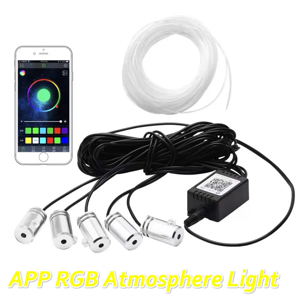 

Оптоволоконные атмосферные лампы JURUS, 6 м, RGB, для салона автомобиля, внешнее освещение, яркость 12 В, декоративная лампа для приборной панели, двери, управление через приложение, RGB