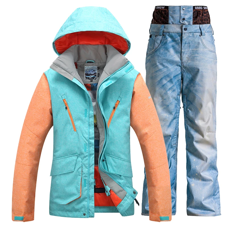 Gsou снег сноуборд куртка мужская Снежная одежда лыжная + брюки наборы