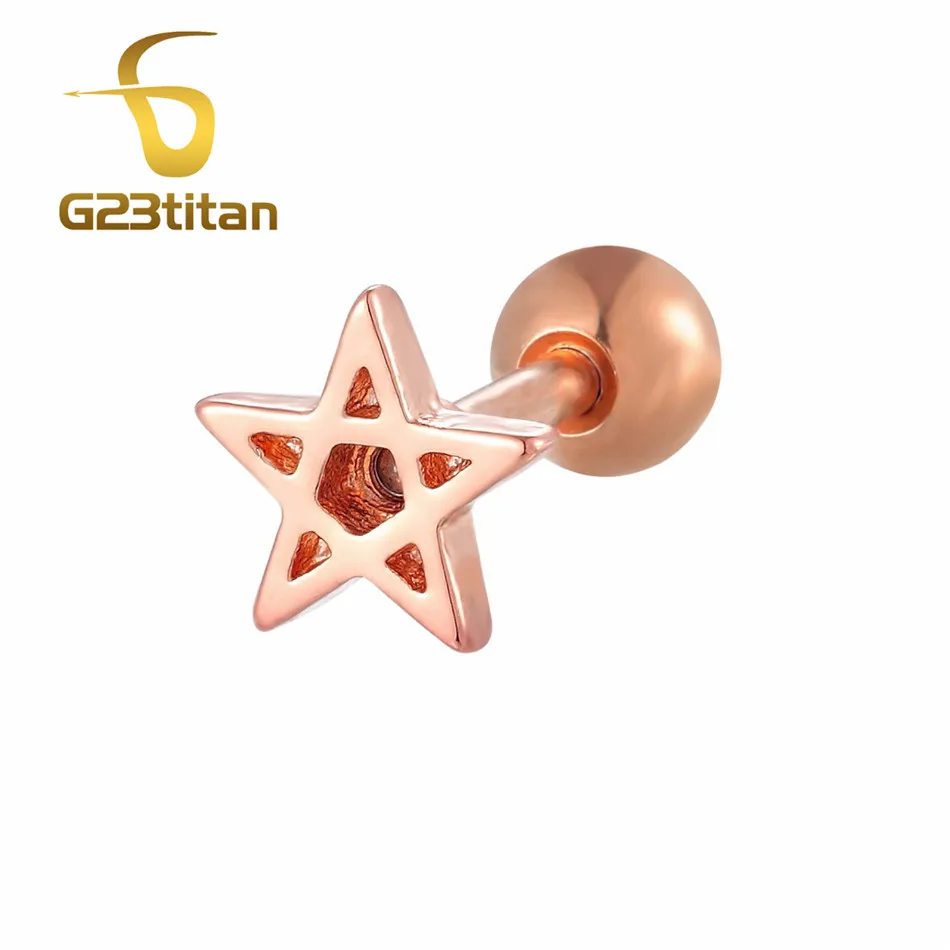 G23titan Рок Геометрическая Звезда пирсинг для ушей бар 16 г 6 мм штанга для Ушная мочка хряща Rook ювелирные изделия для пирсинга тела кольцо в хрящ уха - Окраска металла: tragus earing
