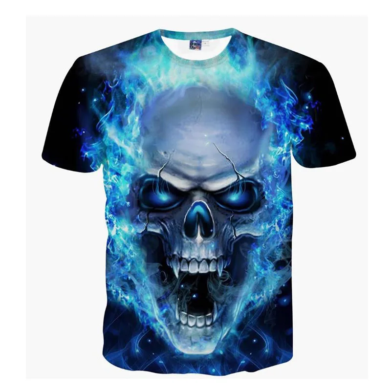 3D Print Men's Casual T-shirt Round Neck Tees Free Shipping with Skull Patterns tshirt S-5XL Available Hotsale T-shirts Tops | Мужская