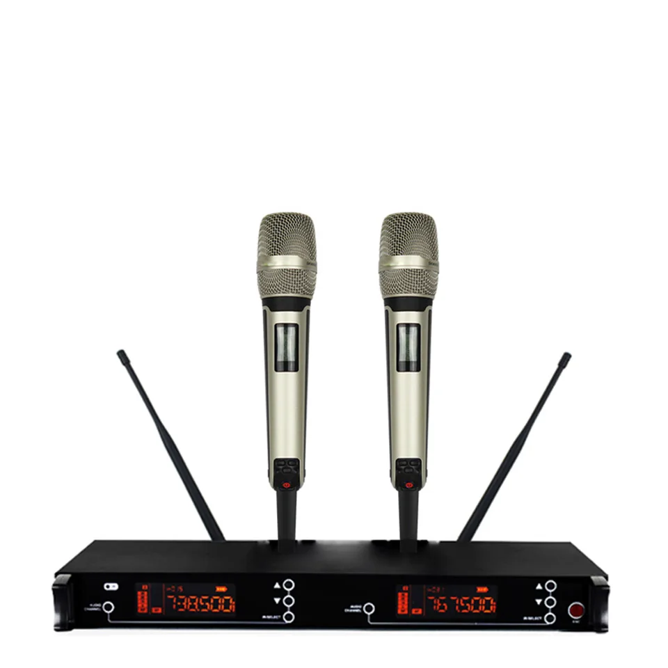 Высокое качество UHF Professional двойной беспроводной микрофон системы сценические выступления два беспроводной микрофон