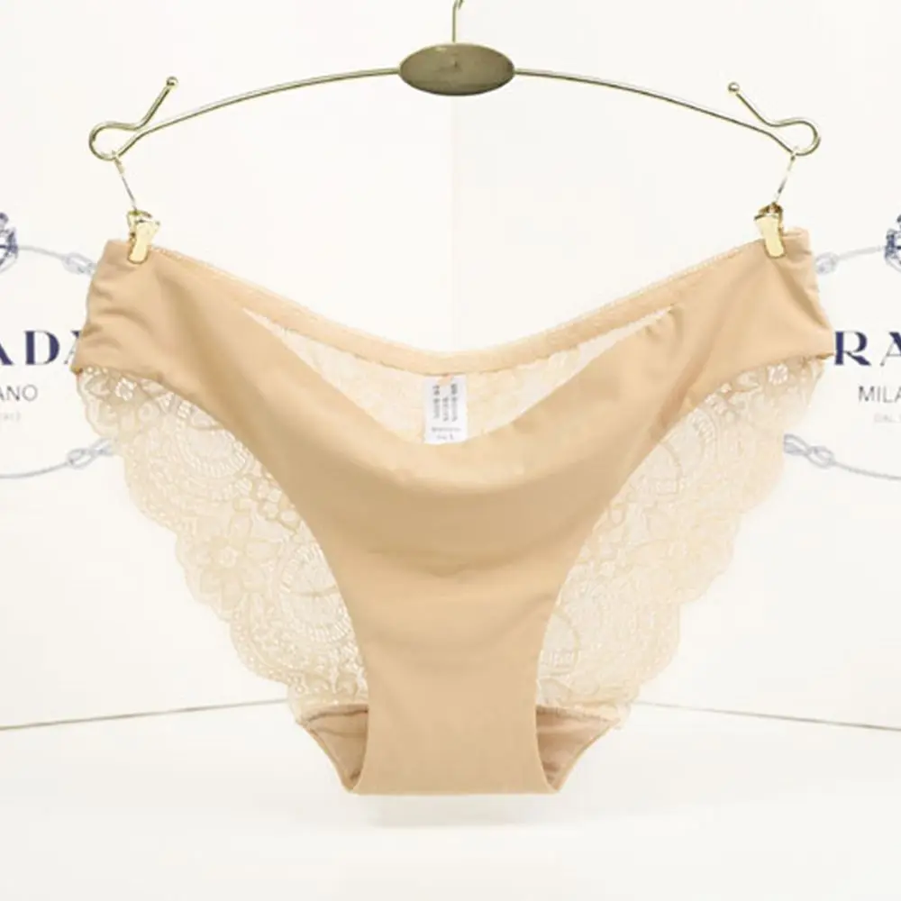 nude Сексуальные женские кружевные бесшовные трусы Флора дышащие прозрачные трусы с низкой талией удобное нижнее белье - Цвет: nude