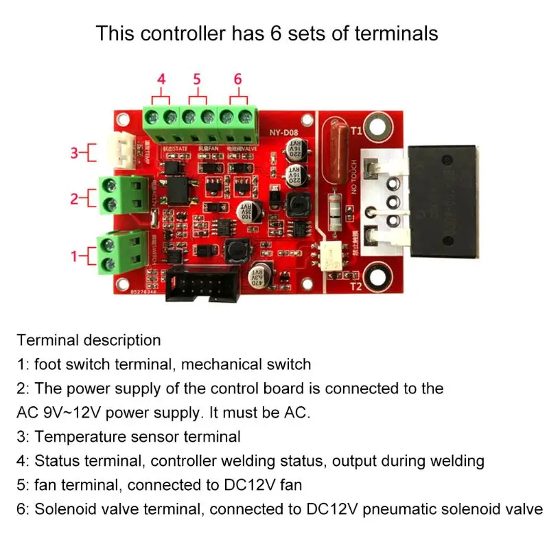

Pneumatic Spot Welder Controller with Fan & Temperature Sensor 100A Welding Controller NY-D08 Hotselling