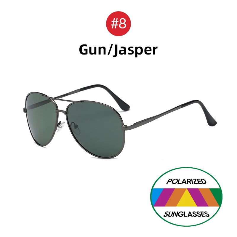 8 Gun Jasper VIVIBEE классические мужские авиационные поляризованные солнцезащитные очки с металлической оправой, черные женские Стильные Мужские поляризационные солнцезащитные очки оттенков - Цвет линз: 8 Gun Jasper