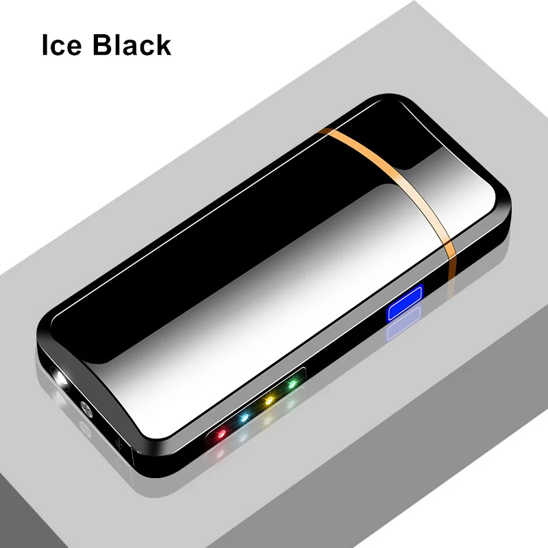 Ice Black Светодиодный светильник электронная USB Зажигалка Ветрозащитная беспламенная двойная дуга сигаретный светильник er модные гаджеты аксессуары для курения плазменный светильник - Цвет: Ice Black