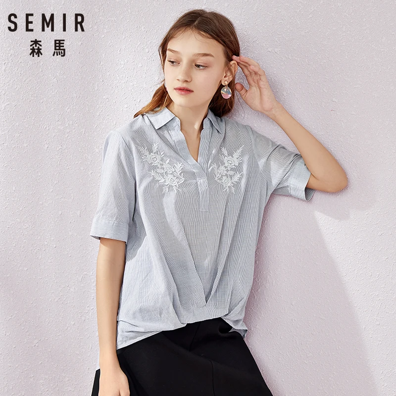 SEMIR Женская блузка Топы летние топы повседневные свободные однотонные шифоновые