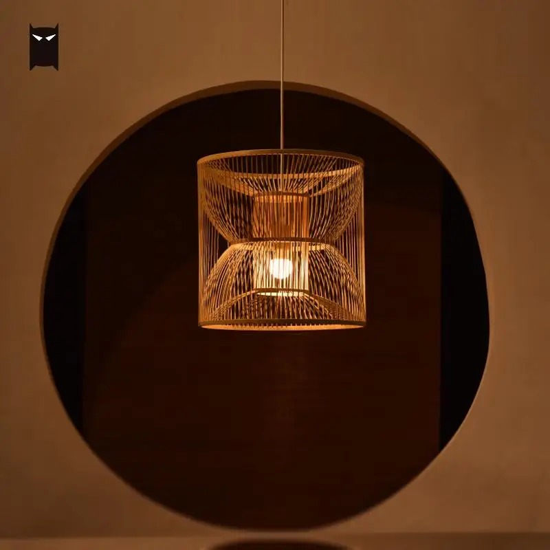 42 см бамбуковая плетеная Подвесная лампа из ротанга Азиатский Китайский
