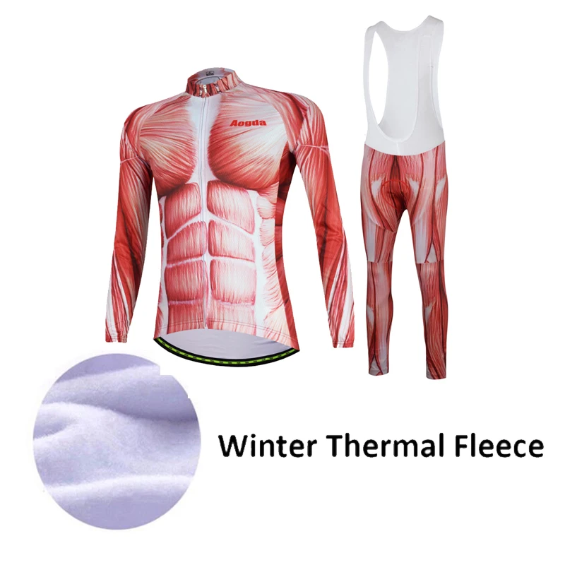 Aogda Winter Cycling Clothing Men Thermal Fleece Bicycle Clothes Set Long Sleeve Bike Wear Outdoor Uniforme Ciclismo | Спорт и