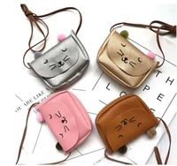 5 pieces so cute children pu leather cat bag kids shoulder messenger bag girl shoulder bag coin mini purses toddler wallet