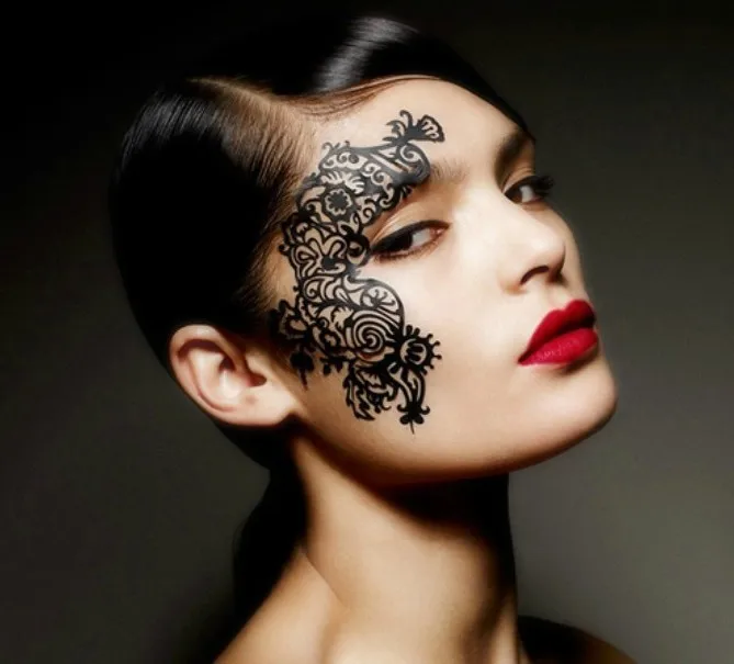 Красивые узорчатые наклейки для лица цветочный кружевной макияж глаз Хэллоуина